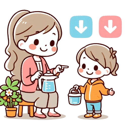 媽媽給孩子兩種選項 背景為純白色 LINE貼圖畫風 彩色童趣簡約風格 removebg preview