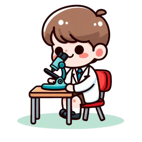 小男孩在使用顯微鏡 背景為純白色 LINE貼圖畫風 彩色童趣簡約風格 2 removebg preview