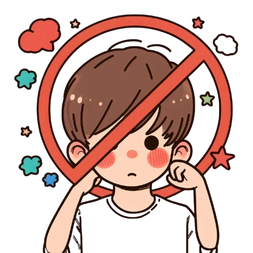被禁止說話的小男孩 背景為純白色 LINE貼圖畫風 彩色童趣簡約風格 3 removebg preview