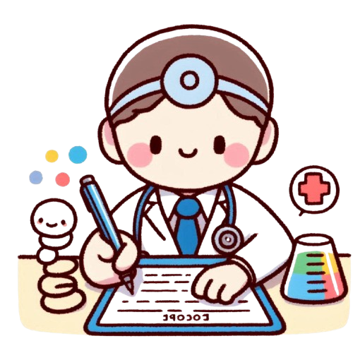 醫生寫表單 背景為純白色 LINE貼圖畫風 彩色童趣簡約風格 1 removebg preview