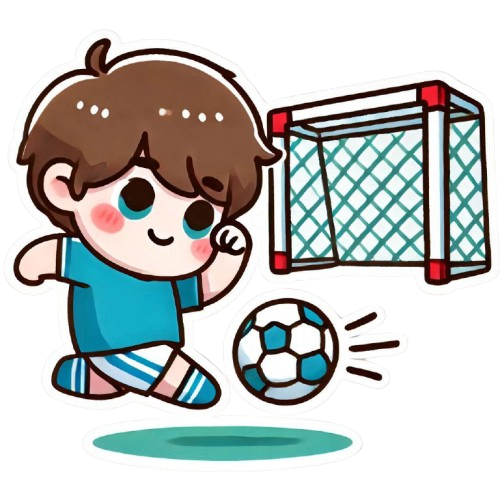 A boy with a goal pure white background LINE sticker art style colorful childlike simple style. 1 removebg preview