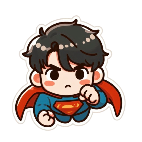 A focused Superman boy with a pure white background LINE sticker style colorful and simple childlike style 5 removebg preview