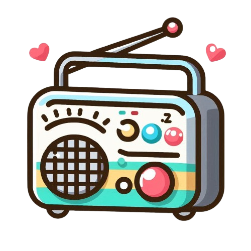 A radio with a white background in the style of a LINE sticker with a colorful and simple childlike style removebg preview